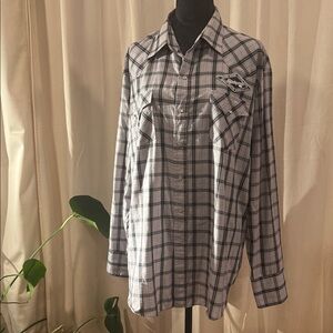 Ely Cattleman Black and White Plaid Button-Down Shirt